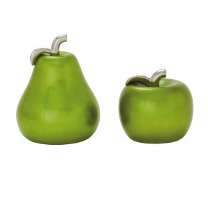 Cole Grey 2 Piece Pear Apple Sculpture Set WLI22192